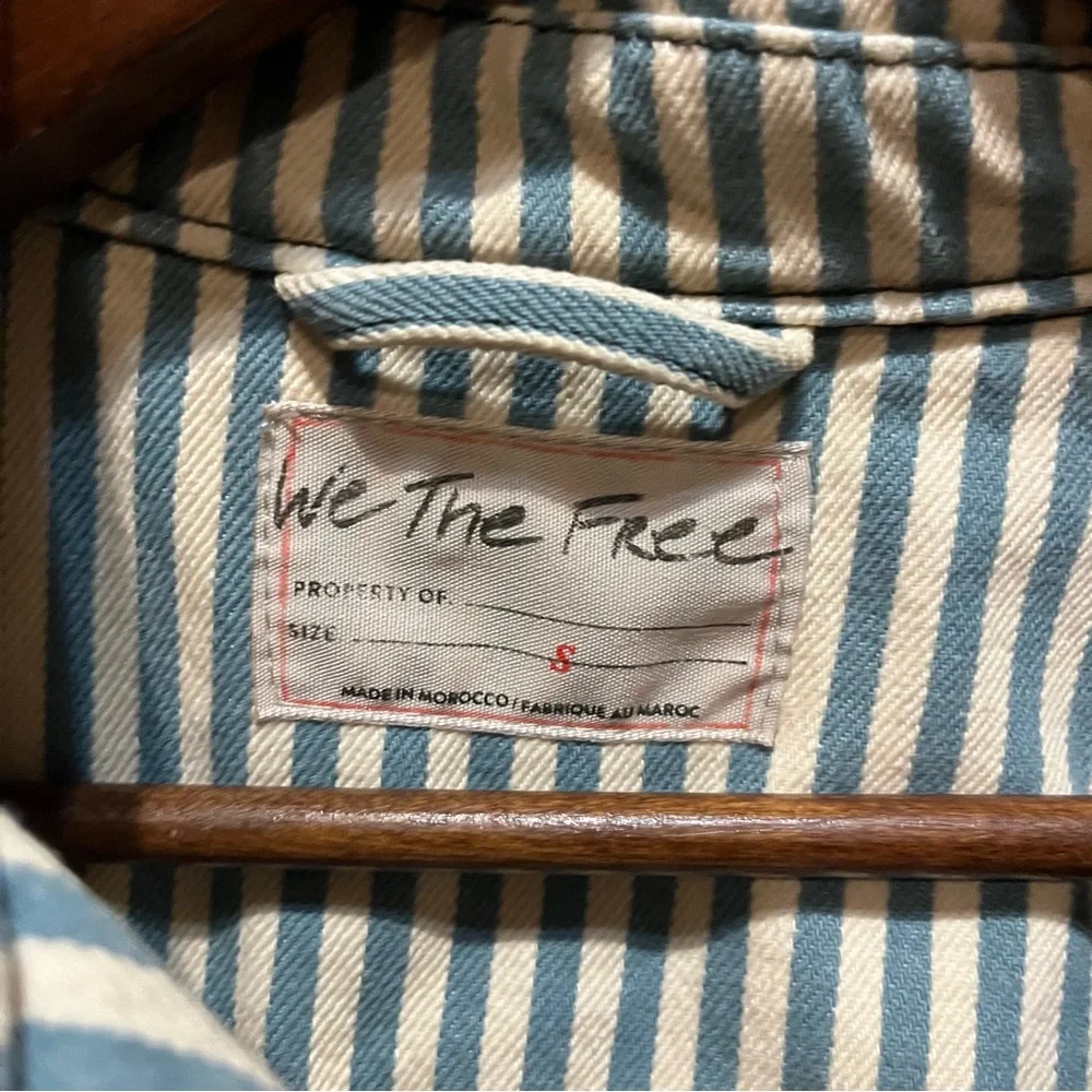 Free People We The Free Opal Swing Railroad Striped Denim Jacket Oversized Small - Picture 3 of 8